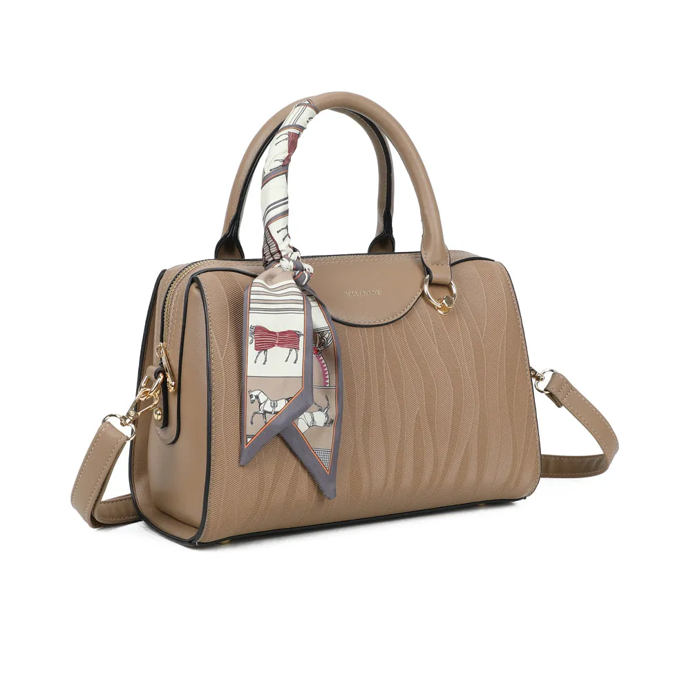 Gallantry Mazarine sac à main Taupe foncé foulard