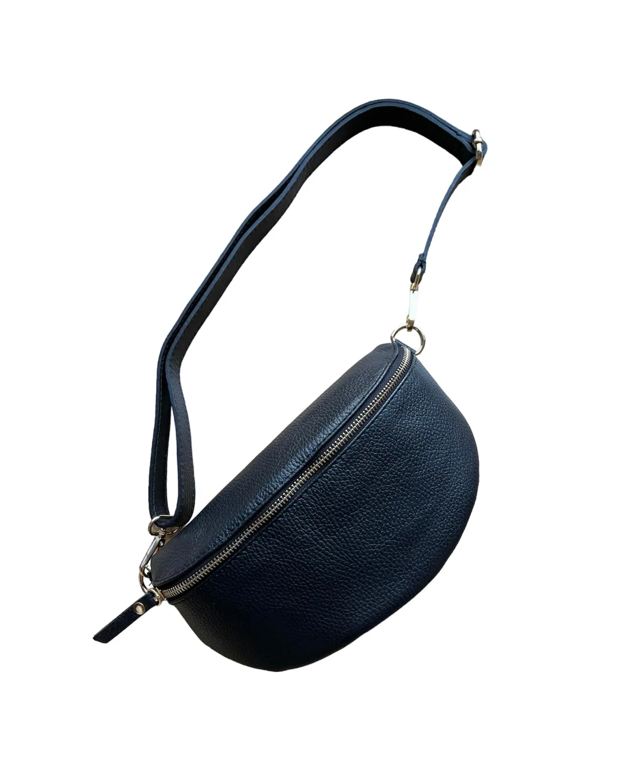 Hexagone Cuir Banane Medium sac banane cuir menthe grainé