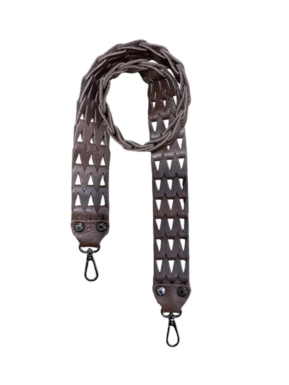 Hexagone Cuir Anse Entrelas anse cuir chocolat 1 m