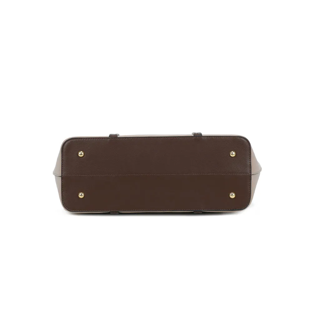 Gallantry Paris Aveline sac cabas zippé Taupe Coffee pochette