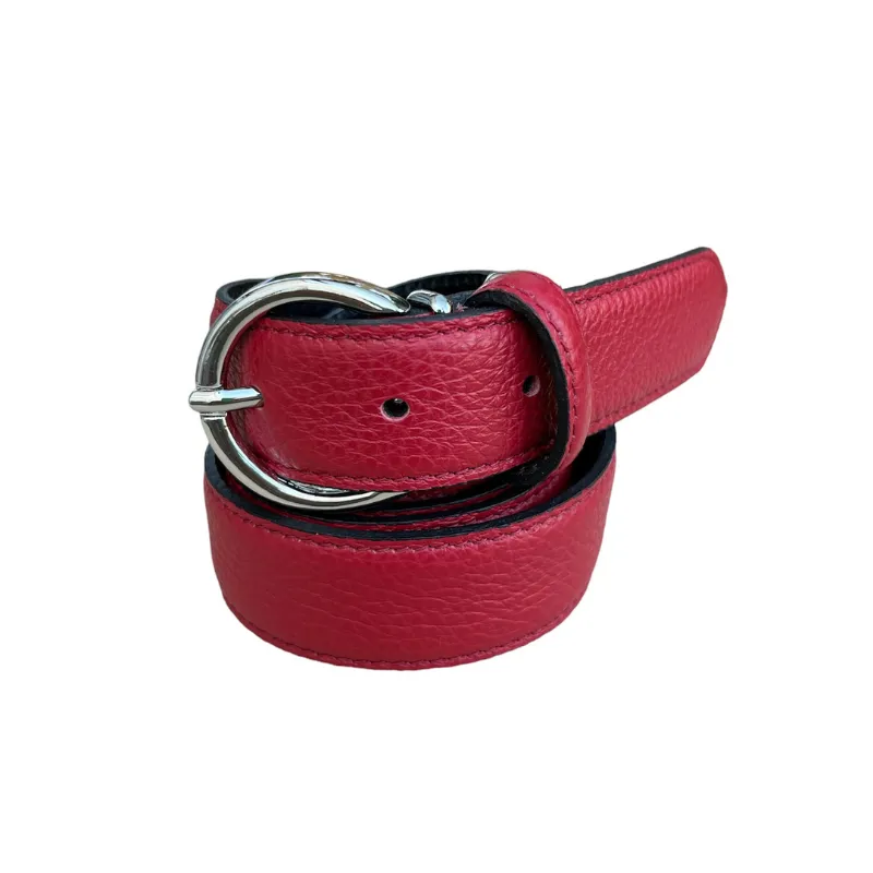 Hexagone Cuir Grainée ceinture cuir Noir 90 cm
