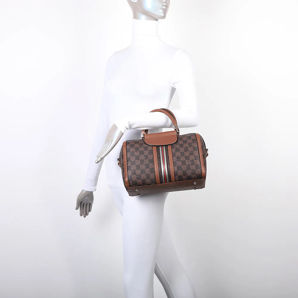 Gallantry Prestige Damier sac bowling Marron rayé