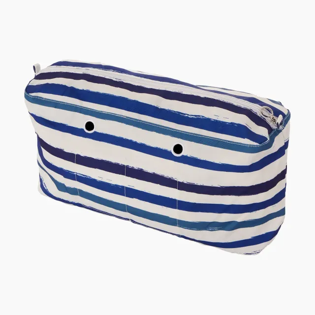O bag Beach pochette zip rayures bleu marine