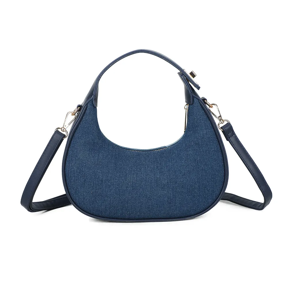 Gallantry Denim Chic sac demi-lune bleu denim