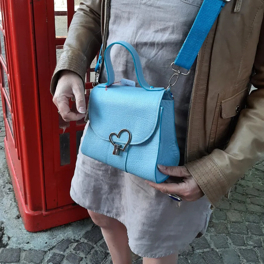 Atelier Anne R Cœur Céleste sac cuir bleu ciel