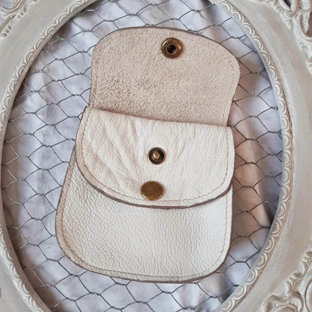 Atelier Anne R Gustave porte-monnaie cuir blanc 2 rabats