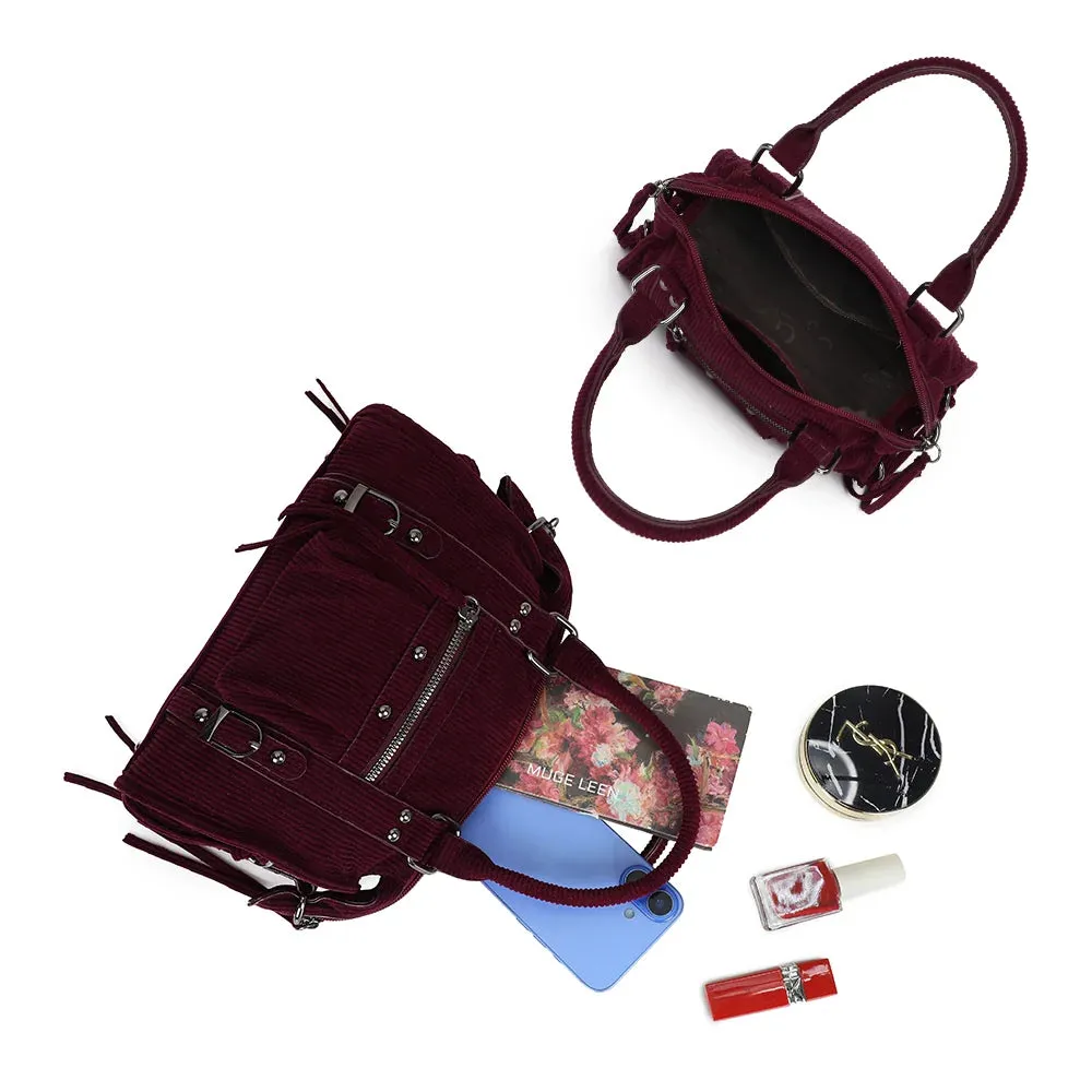 Gallantry La Vinoria sac à main bordeaux velours côtelé