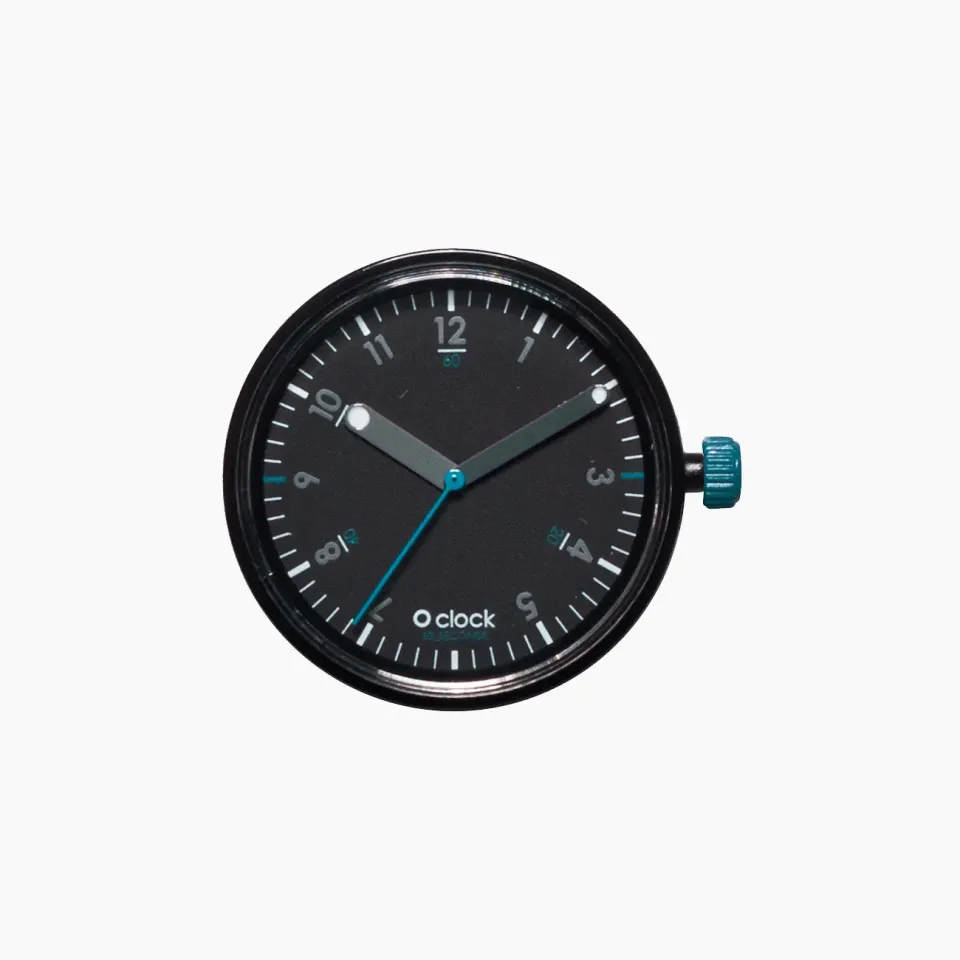 O bag O clock seconds Aqua-Black mécanisme montre quartz