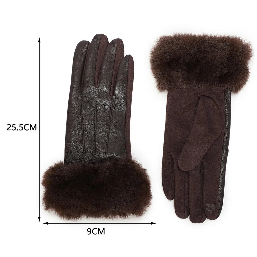 Gallantry Fleur d'Hiver gants tactiles noir fourrure