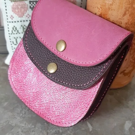 Atelier Anne R porte-monnaie cuir 2 compartiments rose