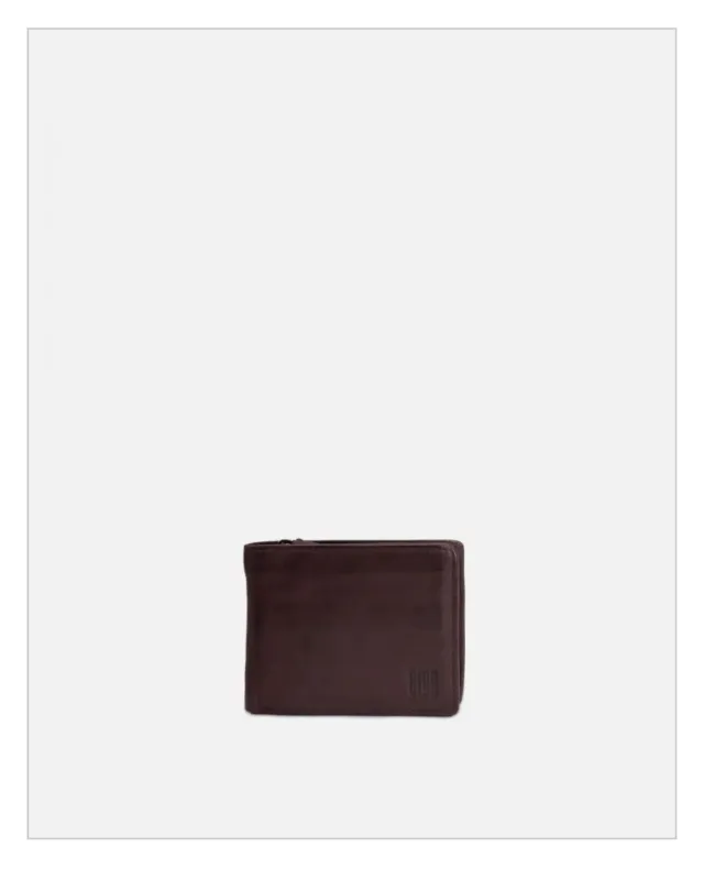 Hexagone Cuir PF Mike portefeuille cuir marron vert sapin