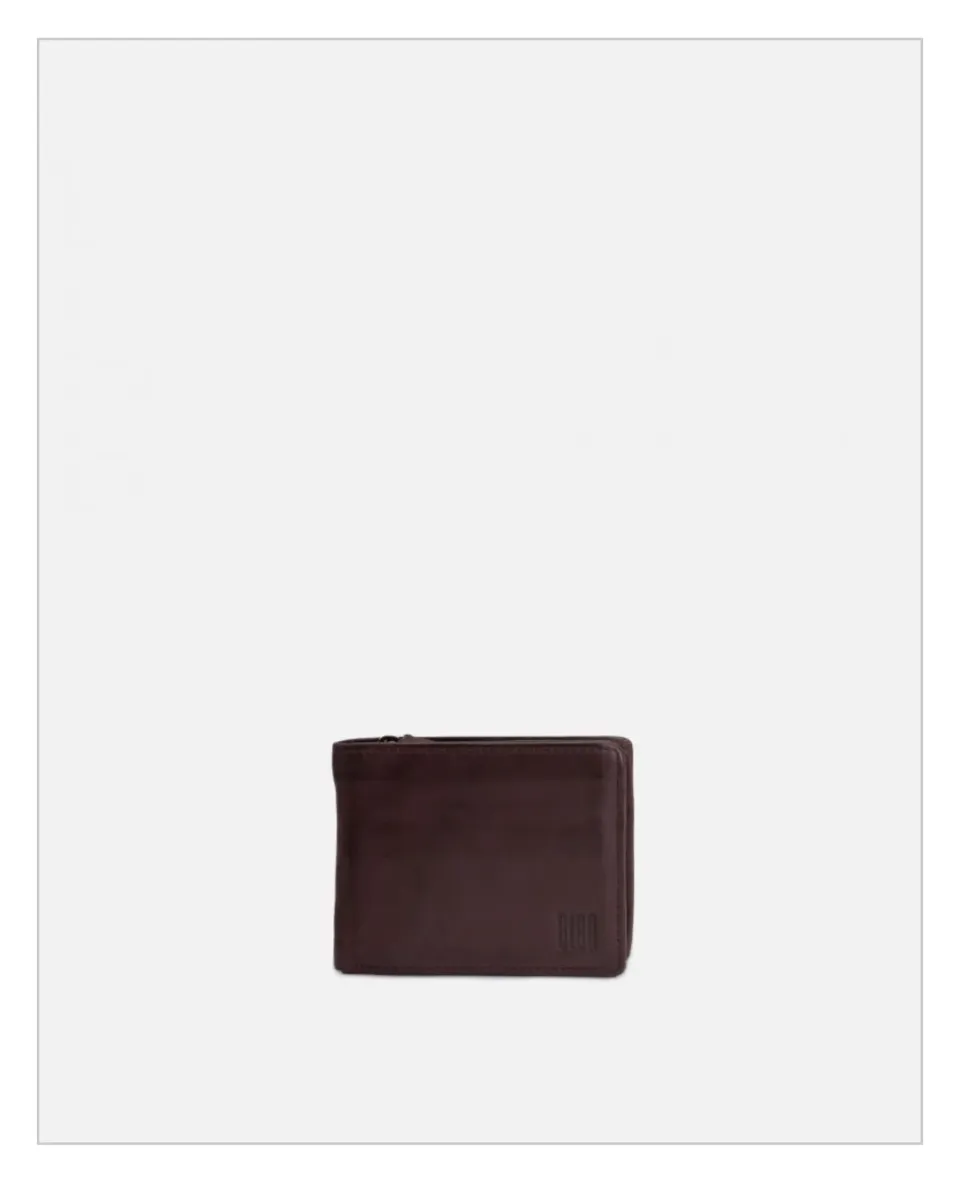 Hexagone Cuir PF Mike portefeuille cuir marron vert sapin