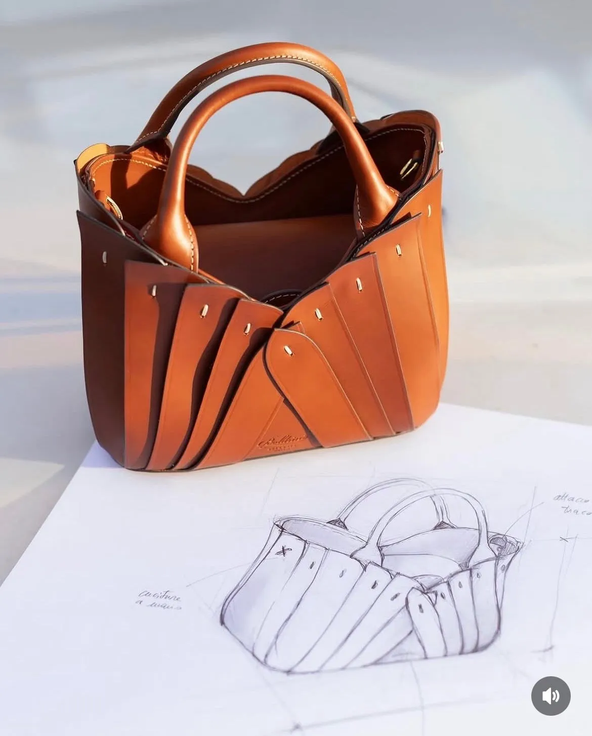 Hexagone Cuir Élégance sac à main cuir cognac