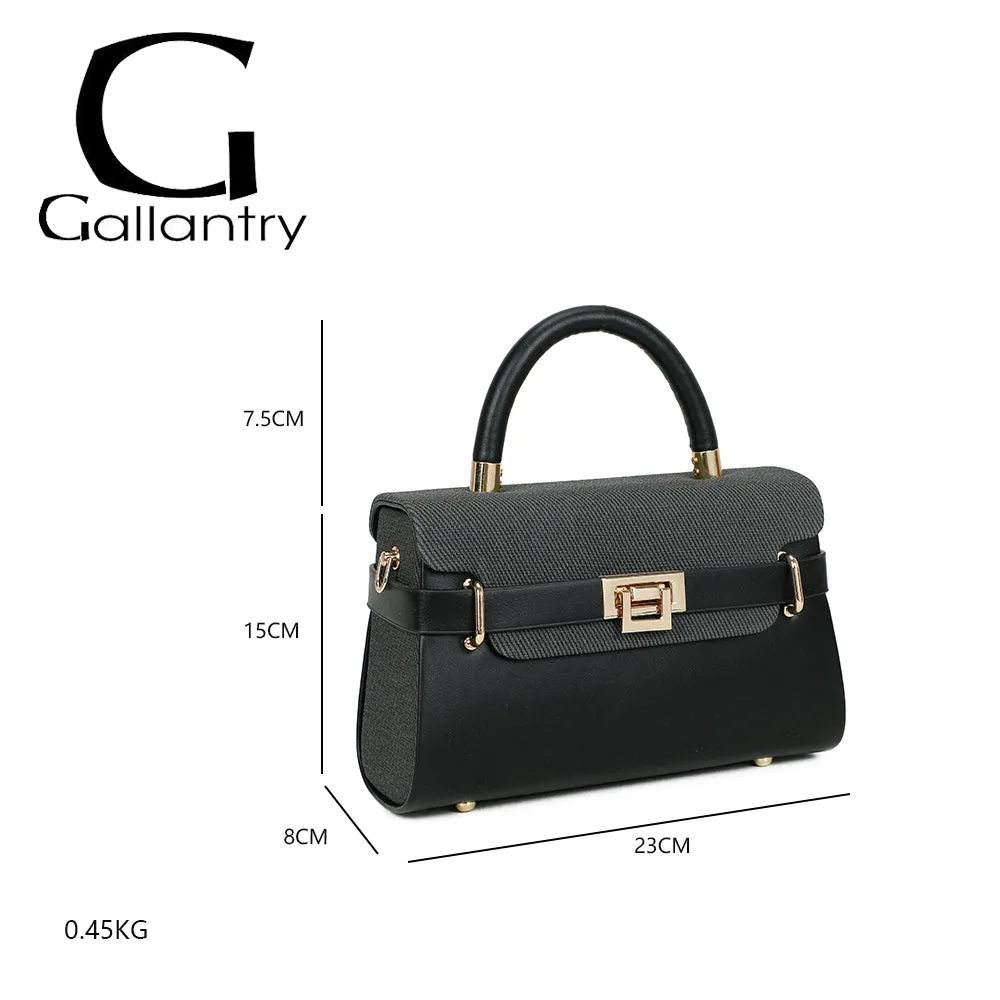 Gallantry Paris Lysia sac à main rabat noir compact doré