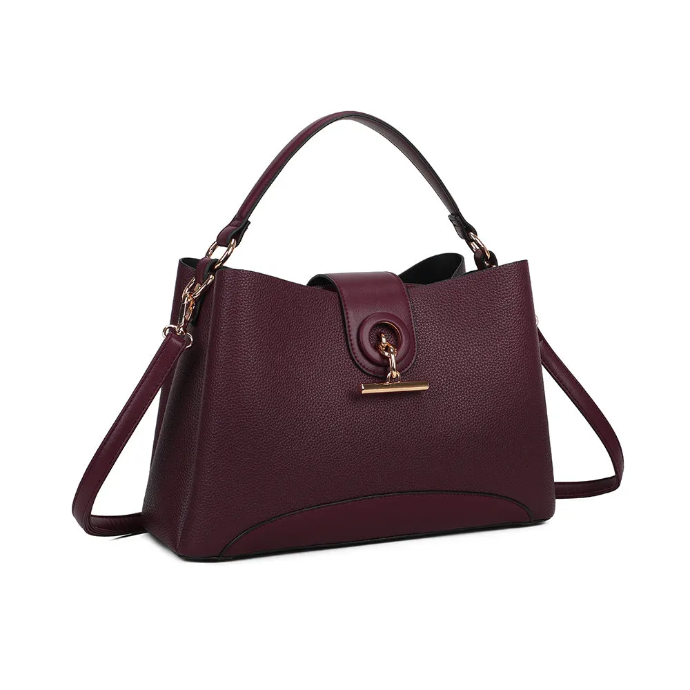 Gallantry La Célénie sac à main bandoulière Bordeaux grainé