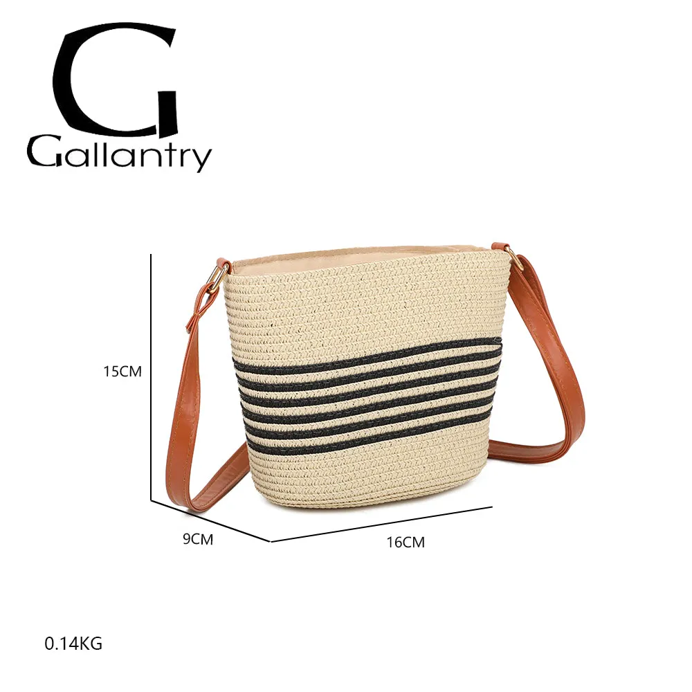 Gallantry Paris Solea bandoulière beige-noir paille