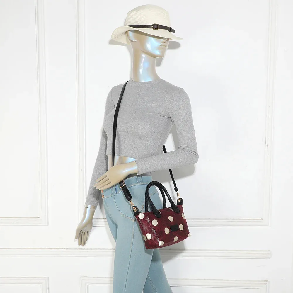 Gallantry Polka petit sac bordeaux pois métal