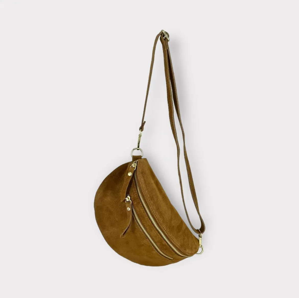 Hexagone Cuir Banane Large sac banane cuir Noir 3 zips