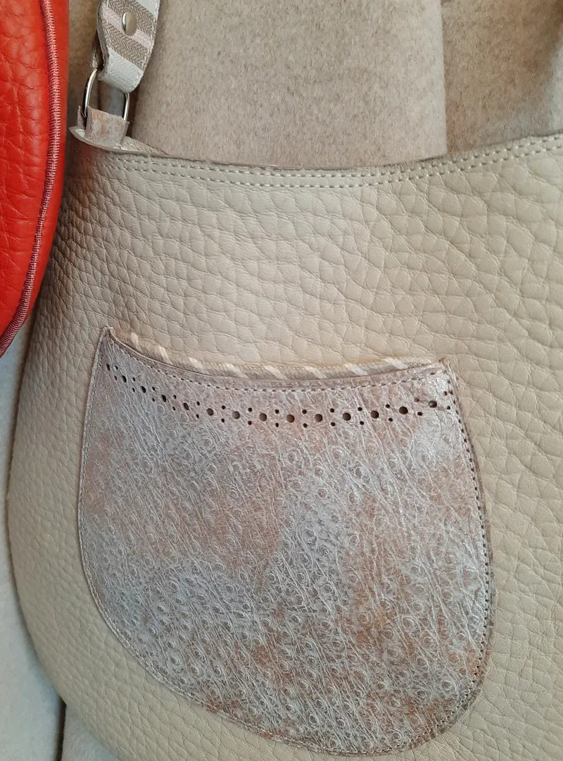 Atelier Anne R Oh Bô fourre-tout cuir ivoire grainé rond