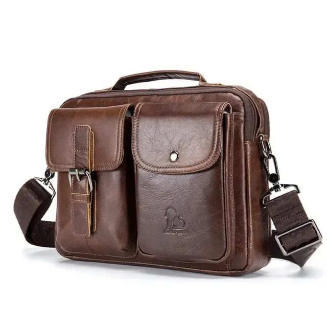 Maison Sacoches Elvan Sacoche Porte-Document Marron cuir PU