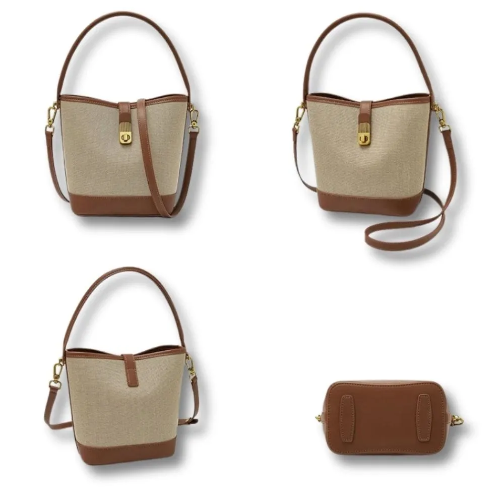 Maison Sacoches Alix sac seau bandoulière coton brun