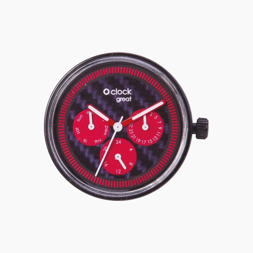 O clock Great Day Time Carbon Rosso mécanisme montre
