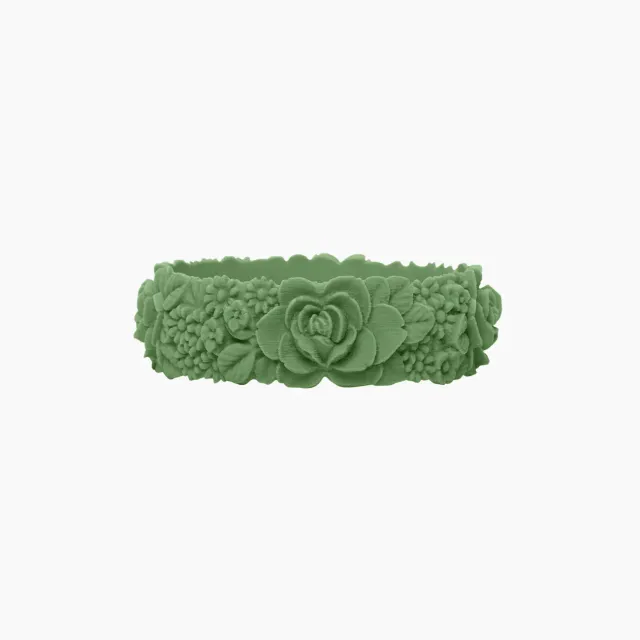 O bag Flower Big bracelet silicone vert taille M relief