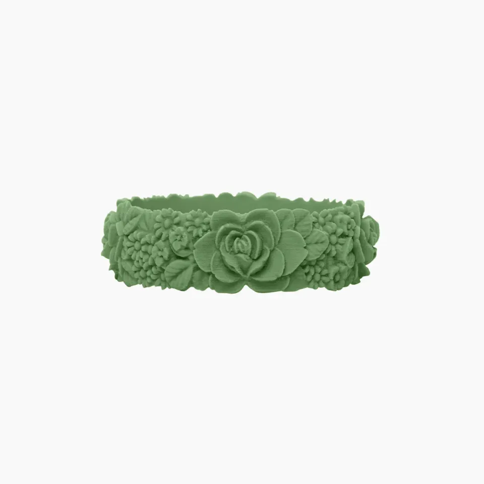 O bag Flower Big bracelet silicone vert taille M relief