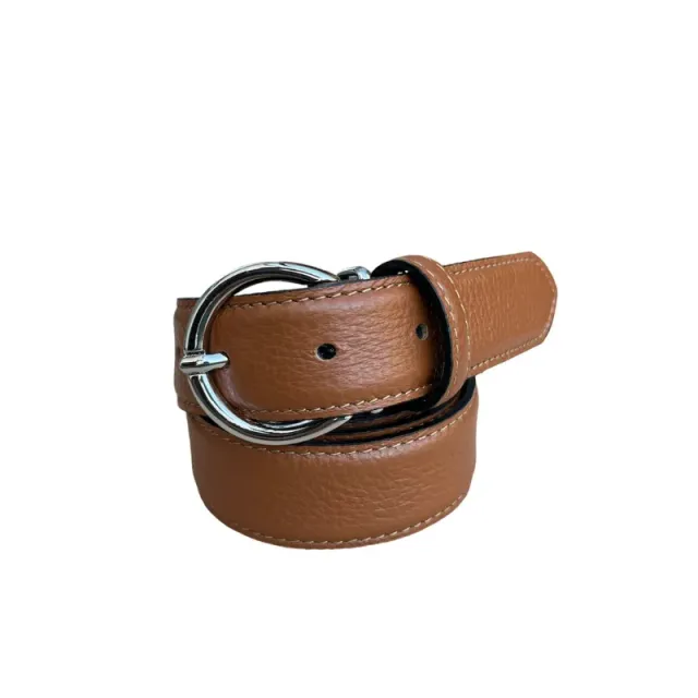 Hexagone Cuir Grainée ceinture cuir Noir 90 cm