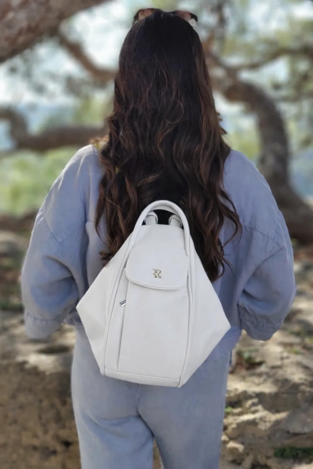 Hexagone Cuir Robot sac à dos cuir cognac