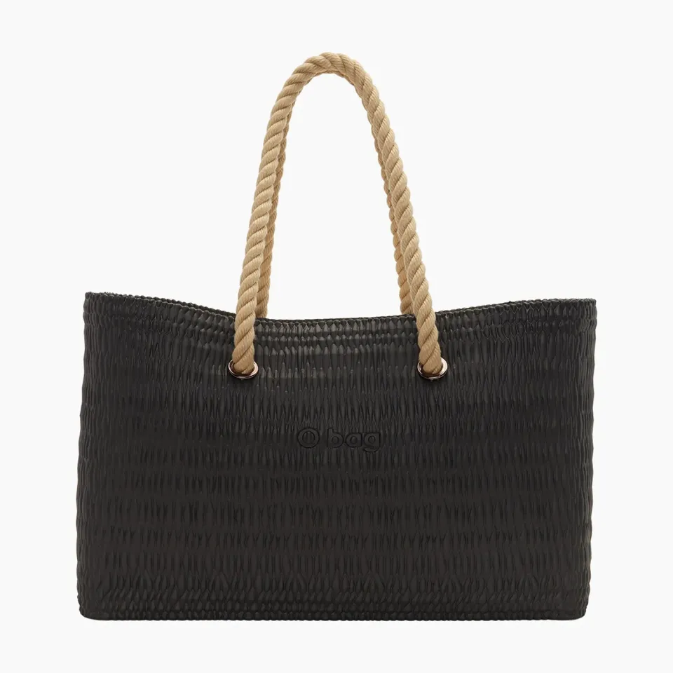 O bag Beach sac de plage noir anse corde grande taille