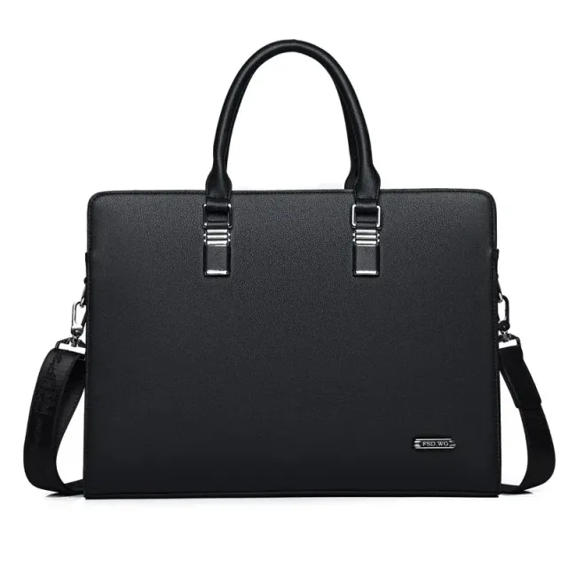 Mon Sacoche Porte-Documents Cuir Noir 15 Pouces bandoulière