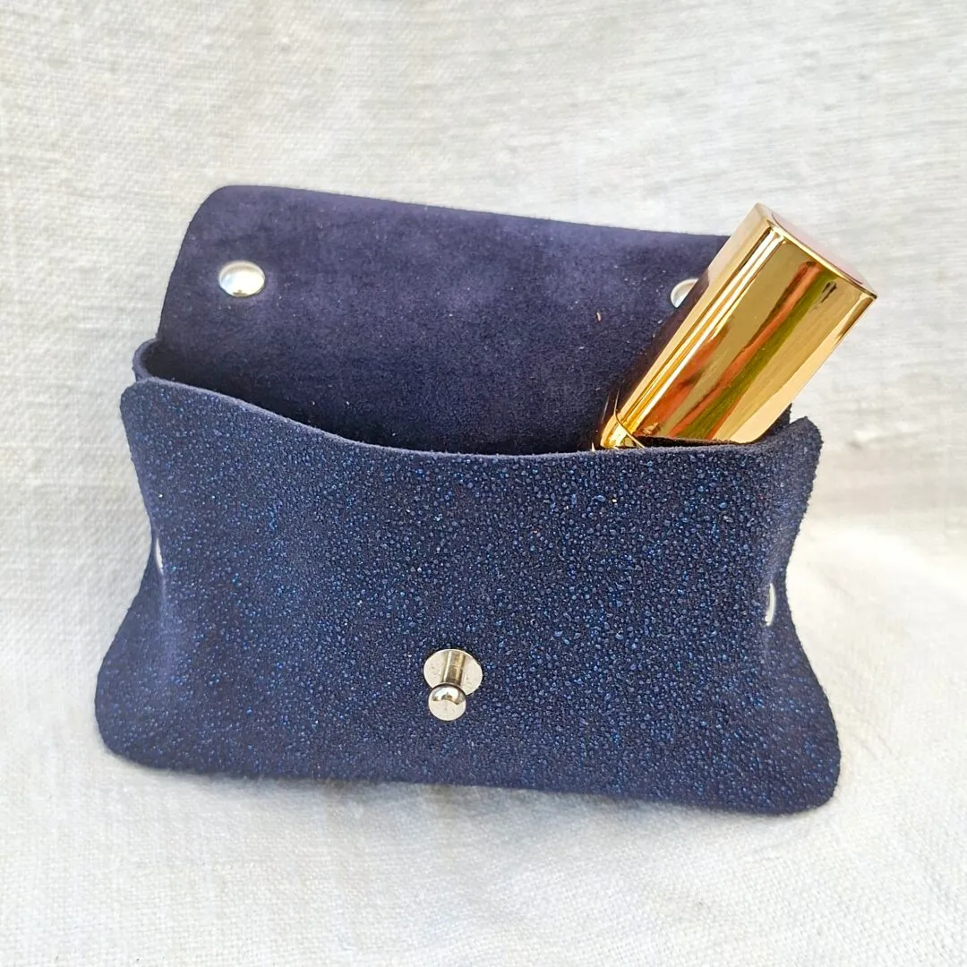 Atelier Anne R petit sac cuir bleu nuit pailleté sans couture