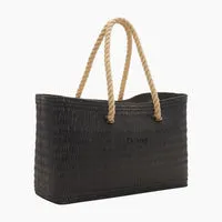 O bag Beach sac de plage noir anse corde grande taille
