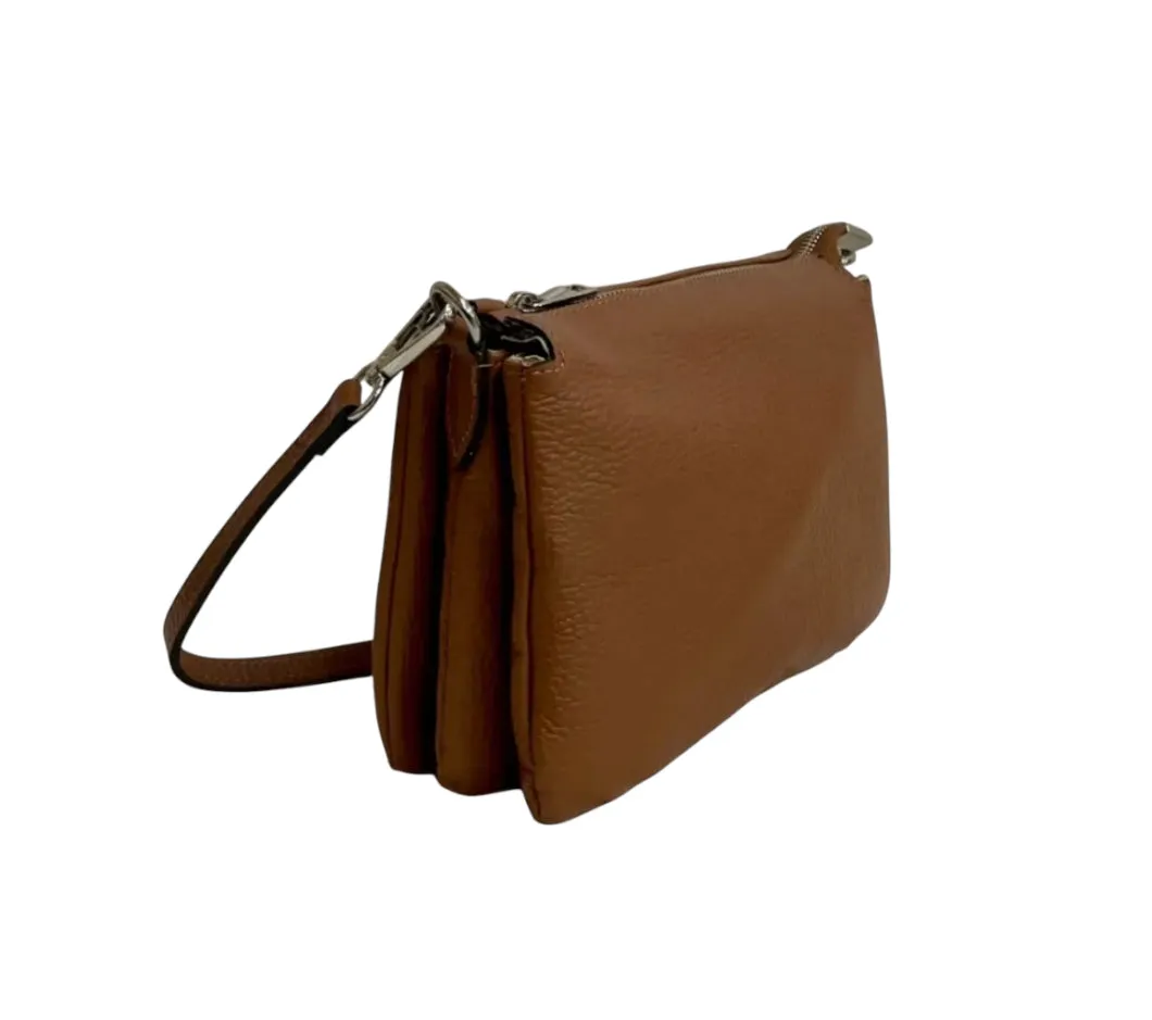 Hexagone Cuir Tribasic sac bandoulière cuir cognac