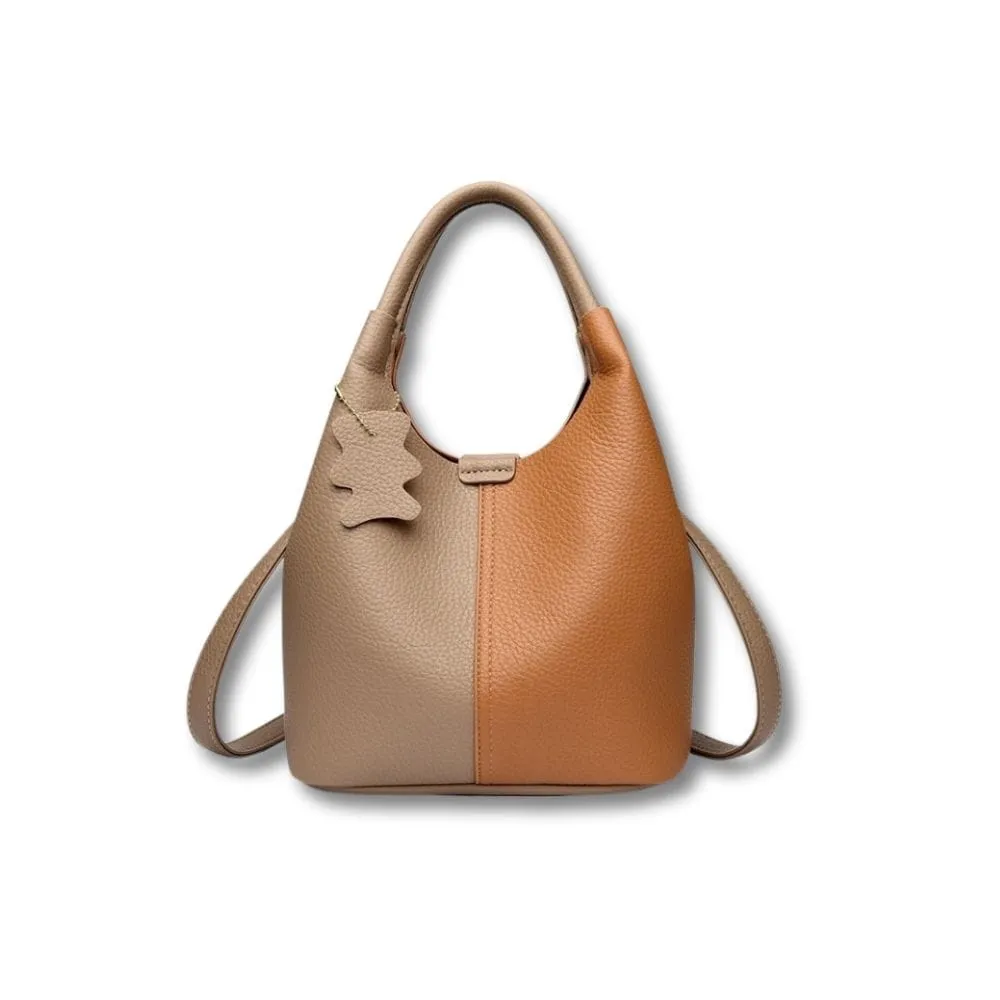 Maison Sacoches Quélia sac seau bicolore bandoulière 24 cm