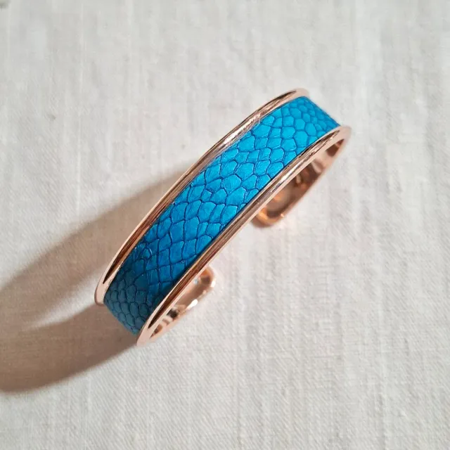 Atelier Anne R manchette cuir saumon turquoise