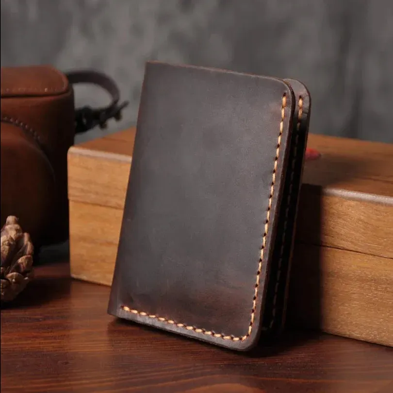 Mon Sacoche Portefeuille Cuir Café Vertical Homme