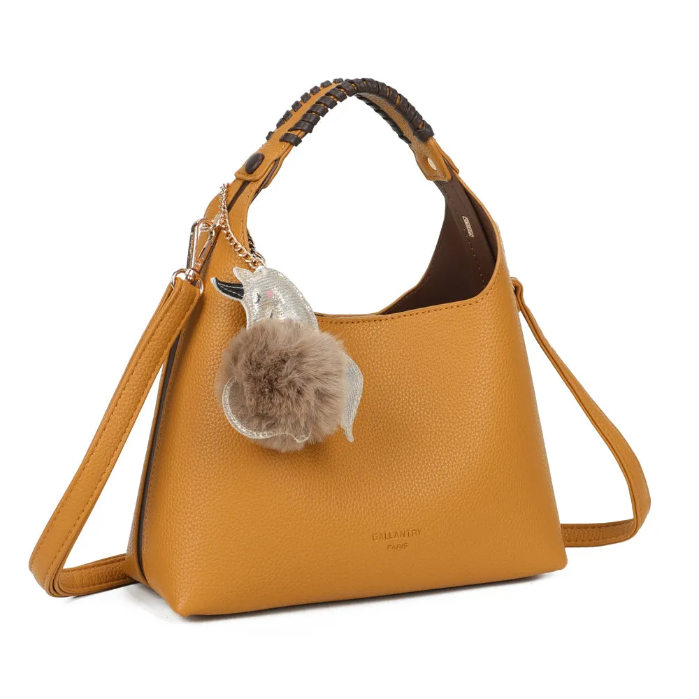 Gallantry Paris La Novelle sac à main noir tressé pompon