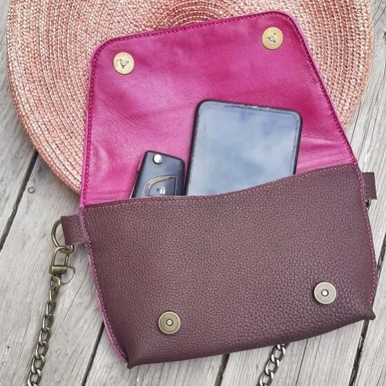 Atelier Anne R petit sac cuir bordeaux broderie florale