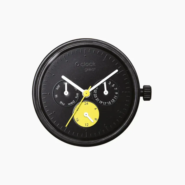 O bag O clock Great mécanisme montre satin noir jaune blanc