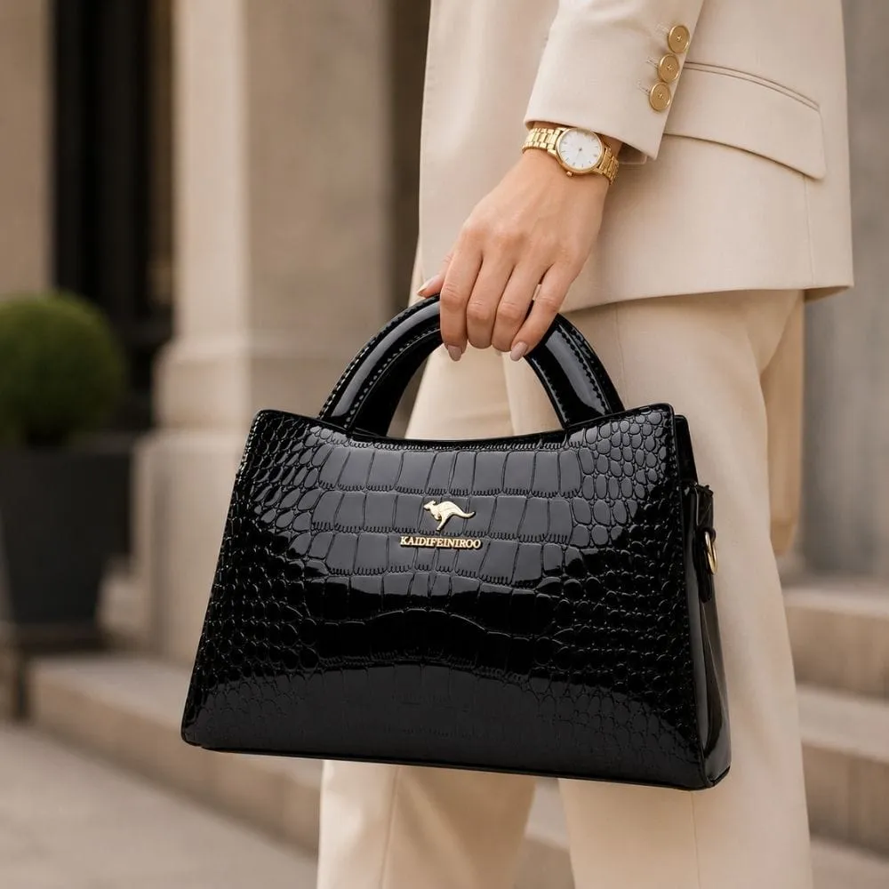 Maison Sacoches Louise sac à main bourgogne effet crocodile