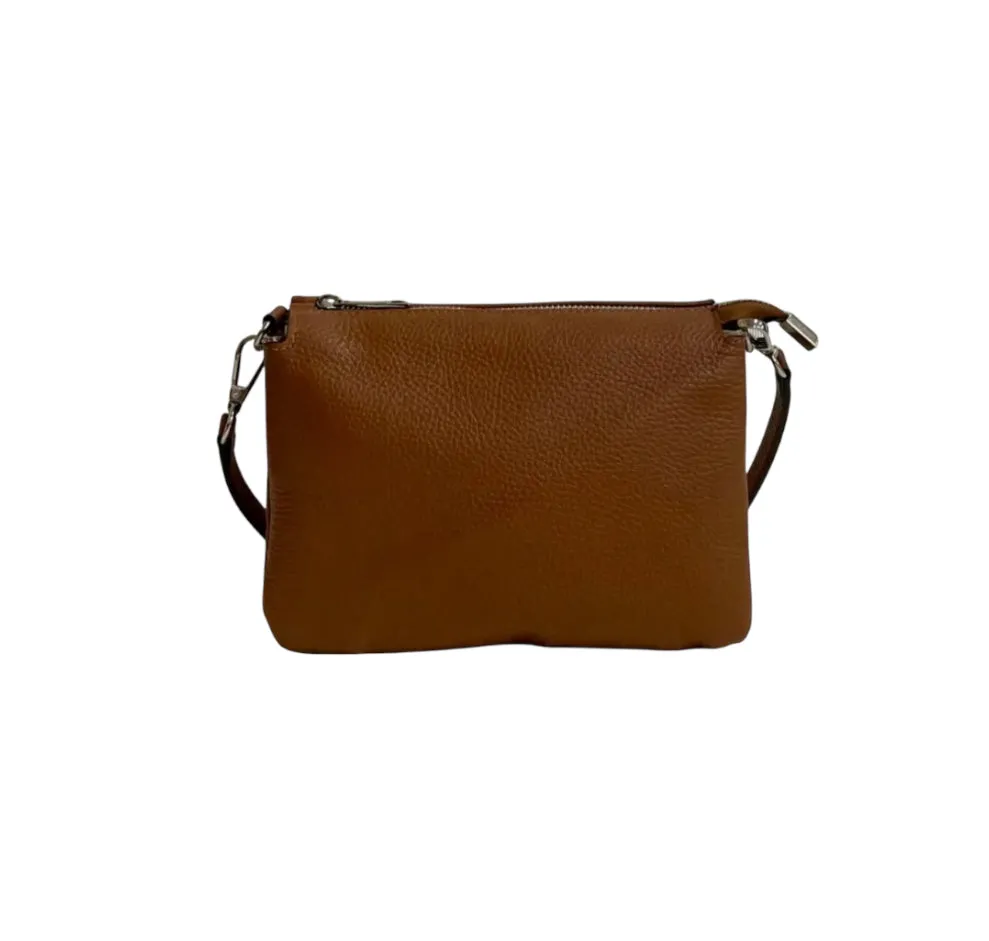 Hexagone Cuir Tribasic sac bandoulière cuir cognac