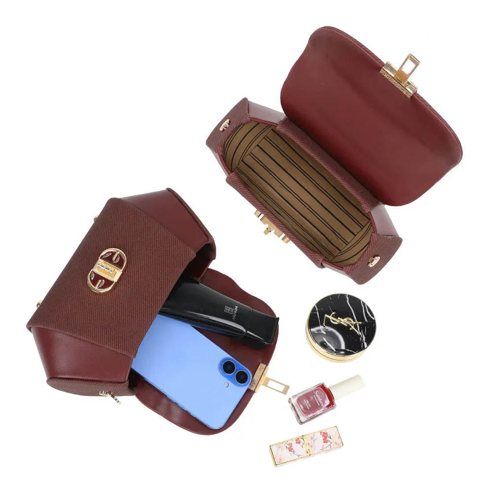 Gallantry Paris Léa mini sac à main bordeaux fermoir doré