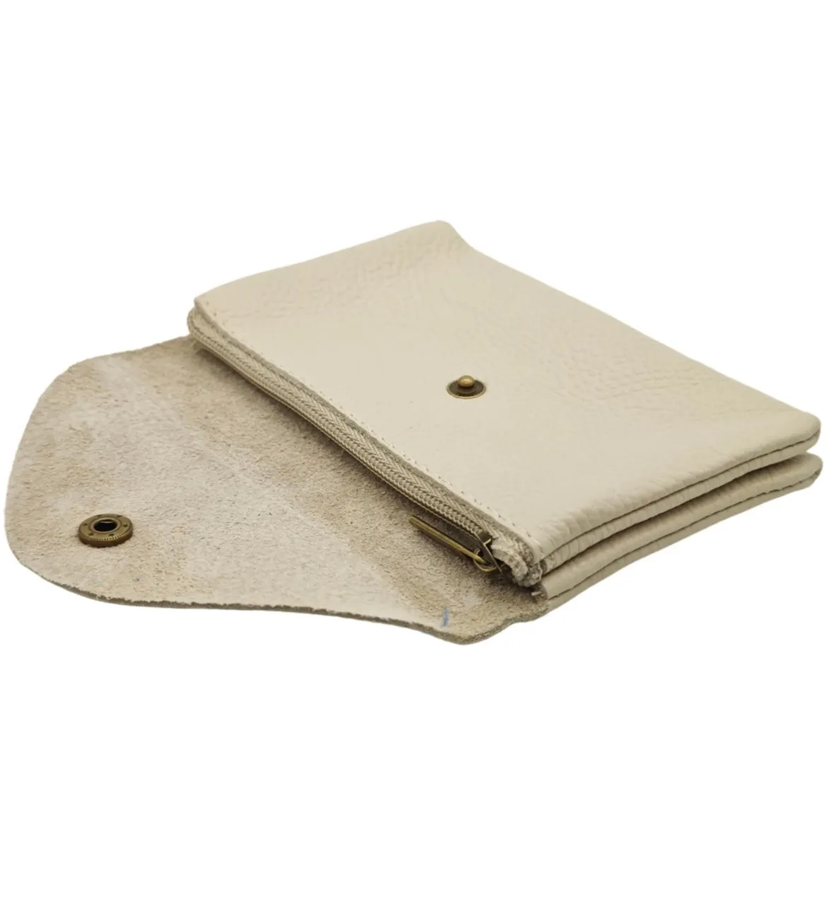 Hexagone Cuir PM Agnès XL portefeuille cuir écru