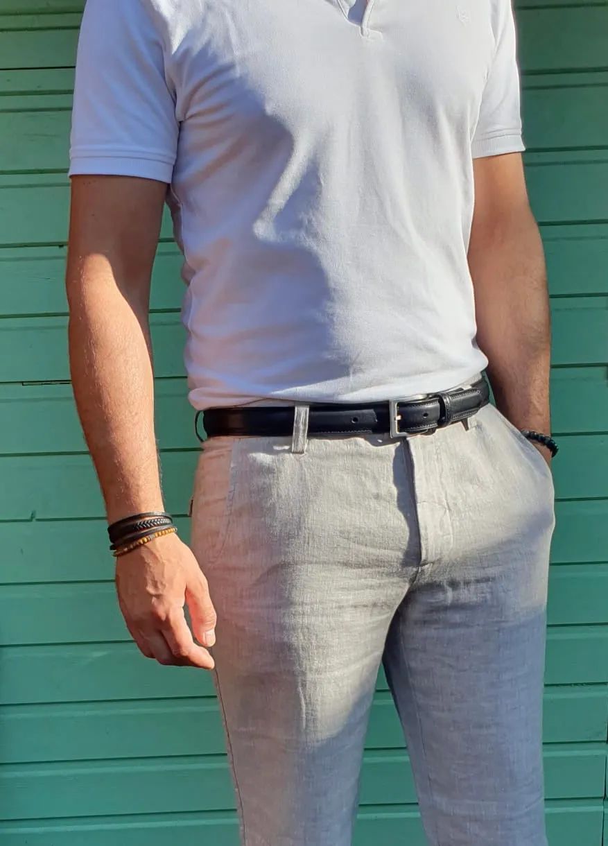 Hexagone Cuir Riton ceinture homme cuir noir 3 cm 105 cm