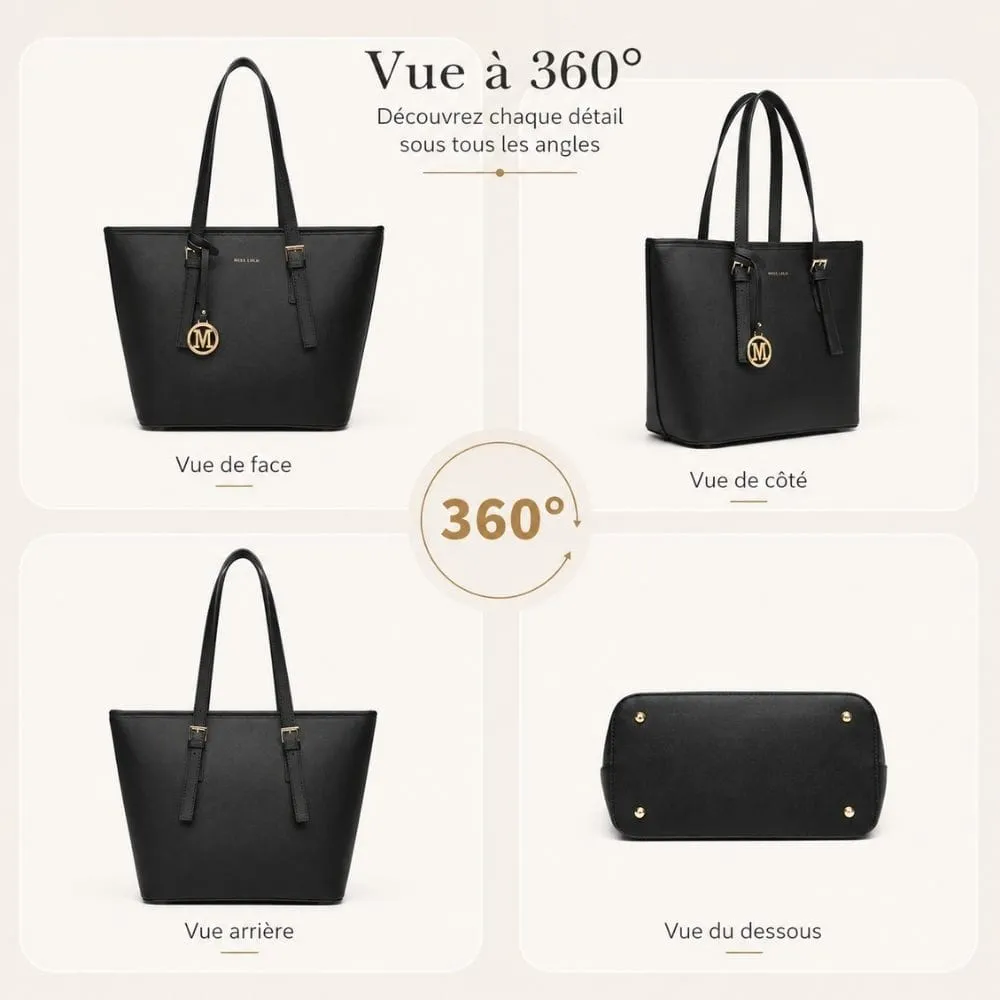 Maison Sacoches Juliette grand sac à main noir spacieux