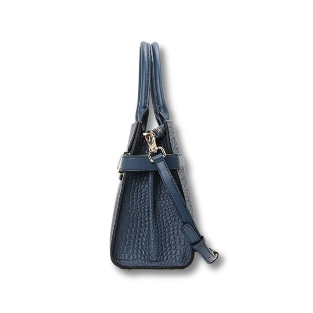 Maison Sacoches Sélène sac à main bleu cuir crocodile