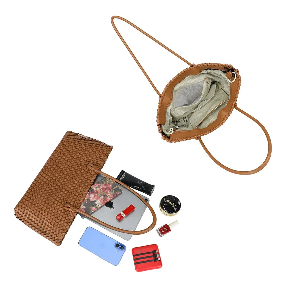 Gallantry Bréva sac cabas tressé noir zippé
