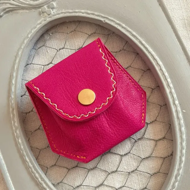Atelier Anne R Faustine porte-monnaie cuir fuchsia 9 cm